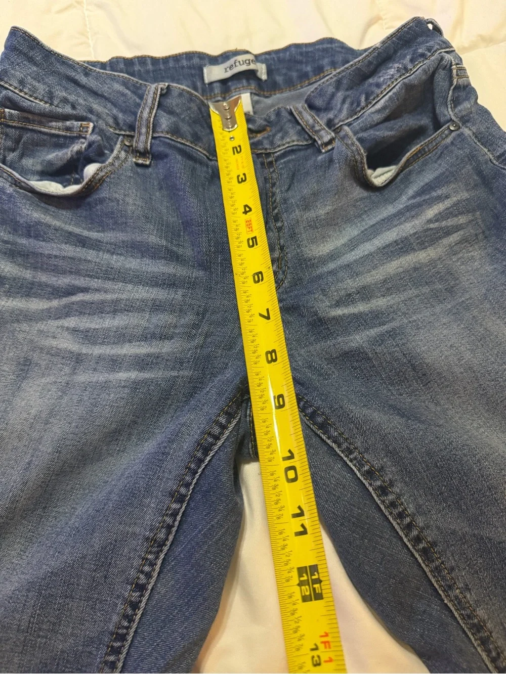 refuge Light Blue Skinny Jeans with Faded Whisker Detailing